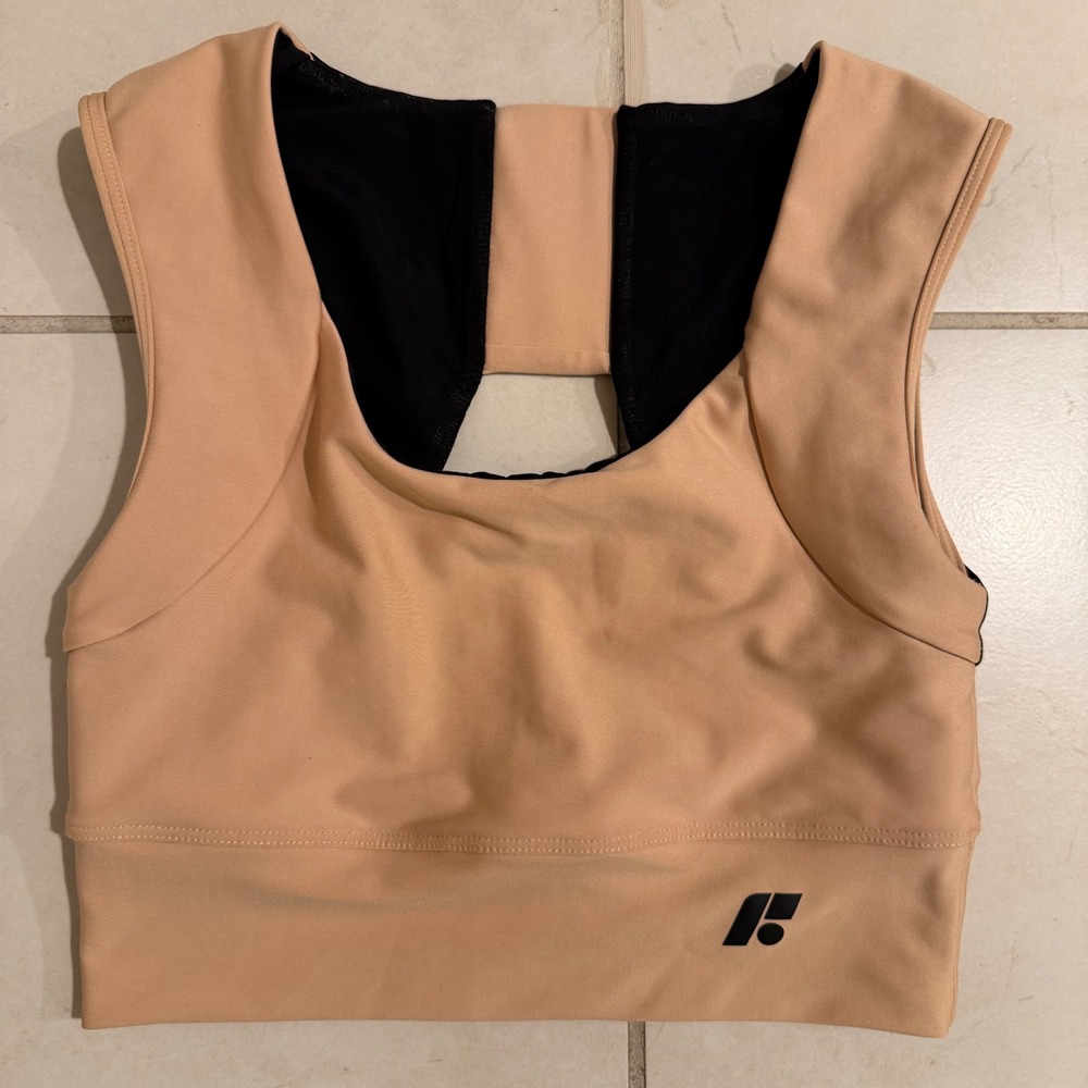 Forme Power Bra Posture Correcting Sports Bra Tan Black Mesh M performance